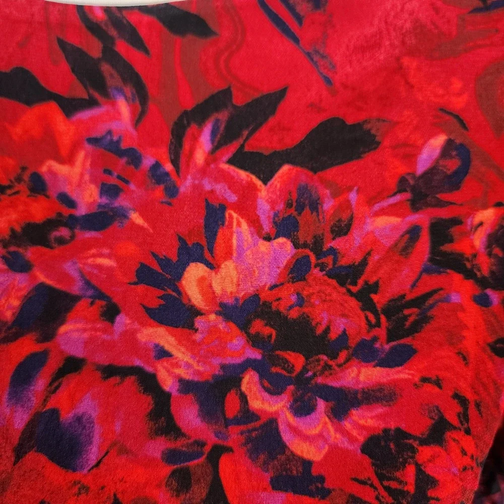White House Black Market Ruched Midi Dress Kaleidoscope M Indulgent Red Sz 6 NEW